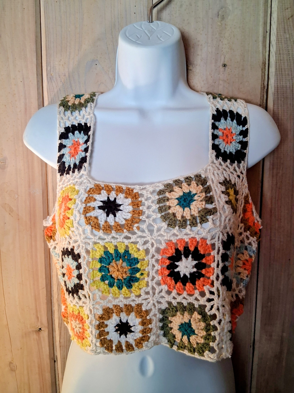 Handmade Crochet Square Crop Tank Top Forever 21 Size Medium